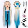 Mannequin Head with Hair, 29'' Doll Head for Hair Styling Training Head Manikin Practice Cosmetology Doll Head Styling Hairdressing Training Braiding Heads with Clamp Holder(White Blue) view 1