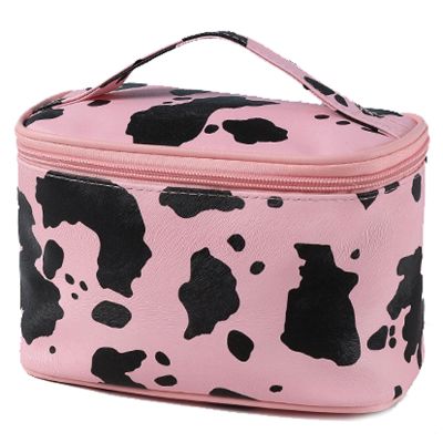 RONSSEN Cow Pattern Cosmetic Bag Portable Travel Cosmetic Bag Thickened Waterproof Storage Bag Can Store Skin Care Products Toiletries