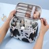 RONSSEN Cow Pattern Cosmetic Bag Portable Travel Cosmetic Bag Thickened Waterproof Storage Bag Can Store Skin Care Products Toiletries view 3
