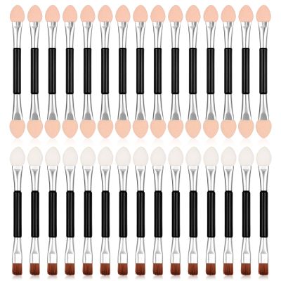 Disposable Double Head Eyeshadow Brushes, 30 Pcs Double-sided Eyeshadow Applicators Soft Sponge Tipped Eye Shadow Applicator Sticks Professional Eye Makeup Cosmetic Tool for Women Girls