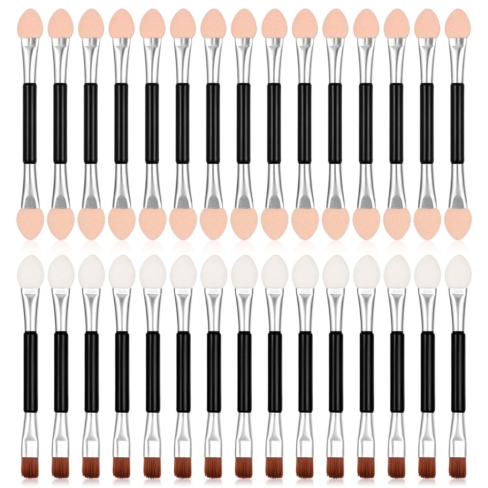 Disposable Double Head Eyeshadow Brushes, 30 Pcs Double-sided Eyeshadow Applicators Soft Sponge Tipped Eye Shadow Applicator Sticks Professional Eye Makeup Cosmetic Tool for Women Girls