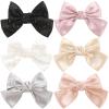 6PCS Large Bow Hair Clips Fashion Hair Bows with Rhinestone Handmade Hair Ribbons Clips French Barrette Bowknot Solid colors Hair Accessories for Women Girls view 1