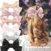 6PCS Large Bow Hair Clips Fashion Hair Bows with Rhinestone Handmade Hair Ribbons Clips French Barrette Bowknot Solid colors Hair Accessories for Women Girls view 2