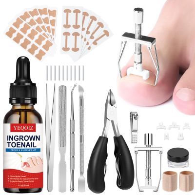Ingrown Toenail Removal Kit, Ingrown Toenail Tool Kit with Ingrown Toenail Corrector, Ingrown Toenail Drops, Corrector Patch, Toenail Clipper, Nail File Lifter Tools