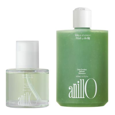 ANILLO Lime Sunday Refresh Hair Care Duo Set, Hair Oil Essence & Shampoo with Korean Jeju Tangerine, Vitamin C, Tea Tree Oil & Mint for Vitality & Scalp Care | Paraben-Free, Citrus Scent