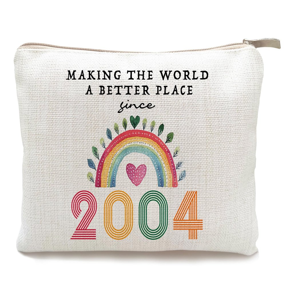 21st Birthday Gifts for Teenage Girls Makeup Bag, Turning 21 Gifts, 21 Year Old Gift for Girls, Cosmetic Bag for Her, Sister, Daughter, Best Friend (Year 2004)