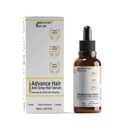 Anti-Grey Hair Serum | Reverses & Limits Hair Greying Biotin, Black Tea Extract | Light-Weight, Non-Sticky & Odourless | for Men and Women | 50 Ml / 1.69fl oz