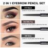 5 Pcs Dual-Sided Auto-rotate Ultra-Fine Tip Eye Brow Pencils Pack,Draws Tiny Precise Brow Makeup, Defines, Fills Brows, Shapes, Contours, Combs, 1mm Pen Point (2*Black+2*Tea+Gray) view 2