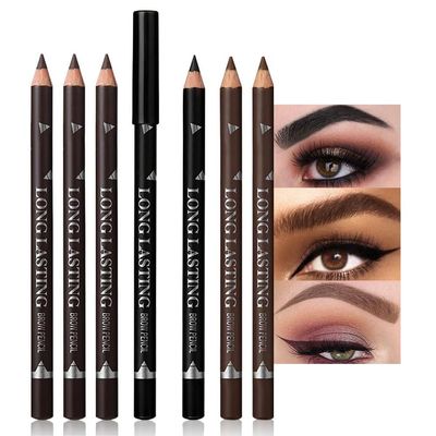 6Pcs Brow Pencil Set with Sharpener Wooden Hard-Core Eyebrow Pencils, Perfect for Eye Brows & Eyeliner, Waterproof & Sweat-Proof for Beginner makeup (Black+3*Dark Brown+2*Brown, Pack of 6)