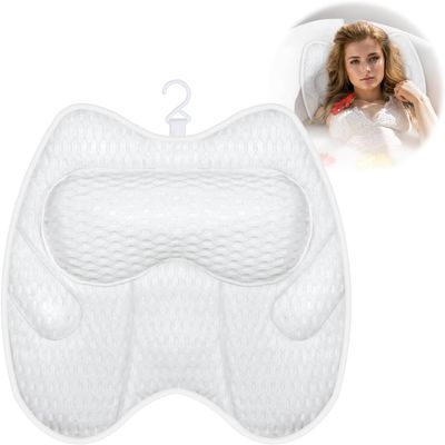 Bath Pillow Bathtub Pillow Headrest Relaxing Bath Accessories Soft Bathtub Cushion for Support Head, Back, Shoulder and Neck, White(White)