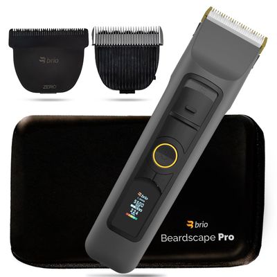 Brio Beardscape V2 Gray Bundled with Zero Blade, Body Blade & Pro Travel Case, Featuring Adjustable Ceramic Blade & Length Guards, a Complete Kit for All Your Grooming Needs