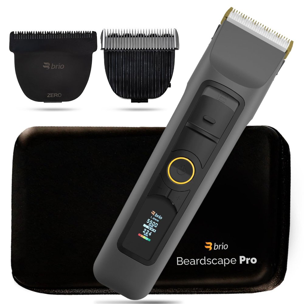 Brio Beardscape V2 Gray Bundled with Zero Blade, Body Blade & Pro Travel Case, Featuring Adjustable Ceramic Blade & Length Guards, a Complete Kit for All Your Grooming Needs