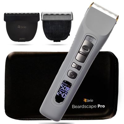 Brio Beardscape V1 Gray Bundled with Zero Blade, Body Blade & Pro Travel Case, Featuring Adjustable Ceramic Blade & Length Guards, a Complete Kit for All Your Grooming Needs