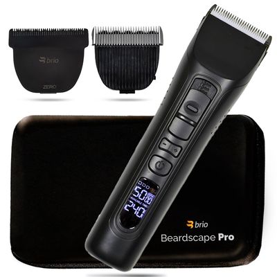 Brio Beardscape V1 Black Bundled with Zero Blade, Body Blade & Pro Travel Case, Featuring Adjustable Ceramic Blade & Length Guards, a Complete Kit for All Your Grooming Needs