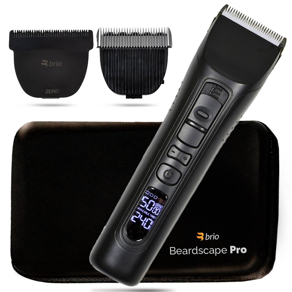 Brio Beardscape V1 Black Bundled with Zero Blade, Body Blade & Pro Travel Case, Featuring Adjustable Ceramic Blade & Length Guards, a Complete Kit for All Your Grooming Needs