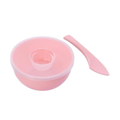 Healeved Facial Mask Bowl Set with Stick and Cover Plastic DIY Makeup Tool Kit for Mixing and Applying Masks Pink Facial Skincare Accessory for Home Beauty Care