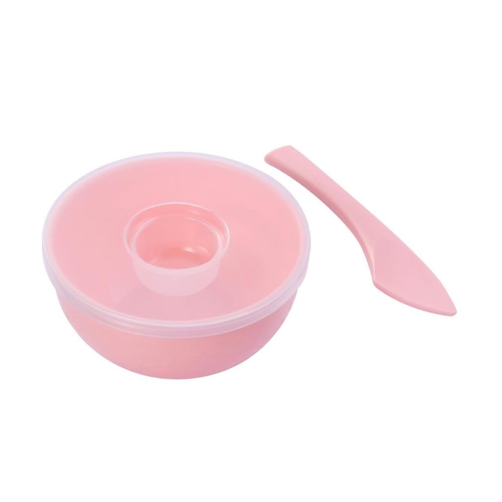 Healeved Facial Mask Bowl Set with Stick and Cover Plastic DIY Makeup Tool Kit for Mixing and Applying Masks Pink Facial Skincare Accessory for Home Beauty Care