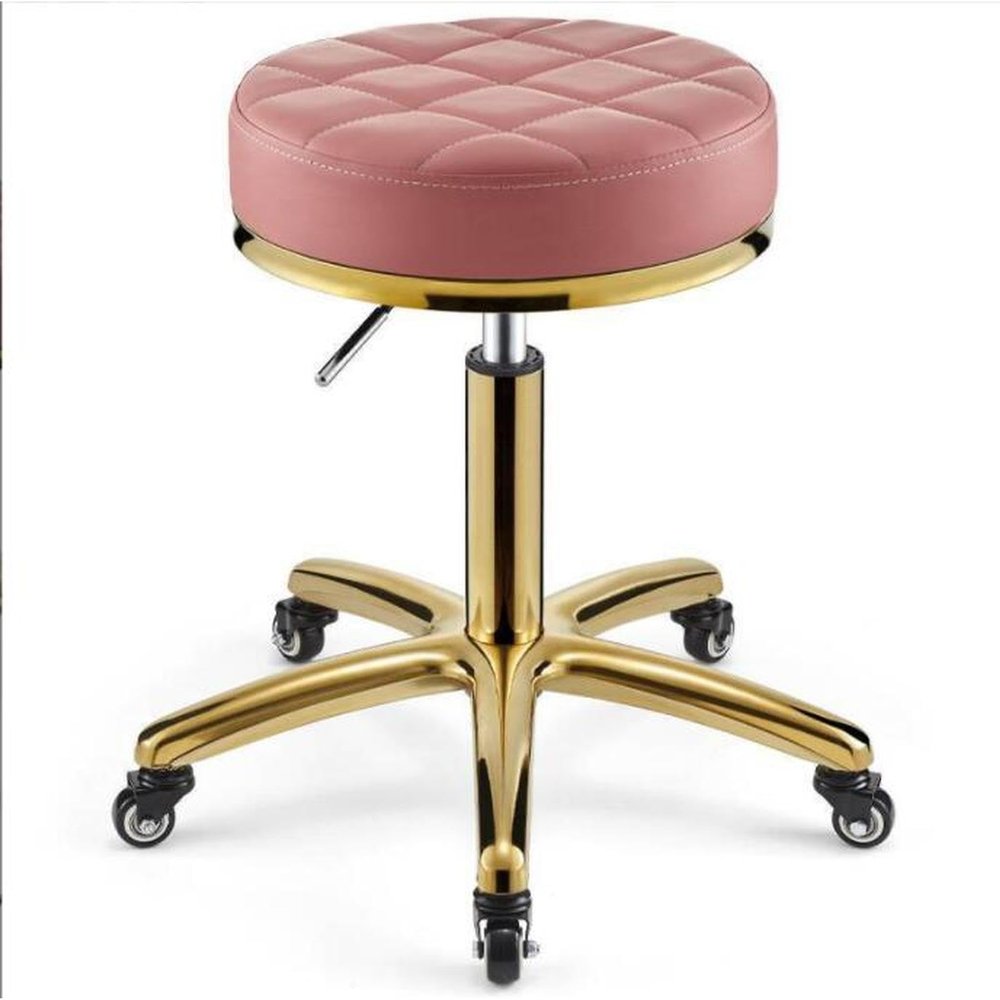 360  rolling rotation salon stool,round leather cushion beauty chair 330 Lbs load heavy hydraulic stool,lifting wheel and gold stainless steel base,for spa work office massage nail tattoo work chair