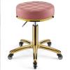 360  rolling rotation salon stool,round leather cushion beauty chair 330 Lbs load heavy hydraulic stool,lifting wheel and gold stainless steel base,for spa work office massage nail tattoo work chair view 1