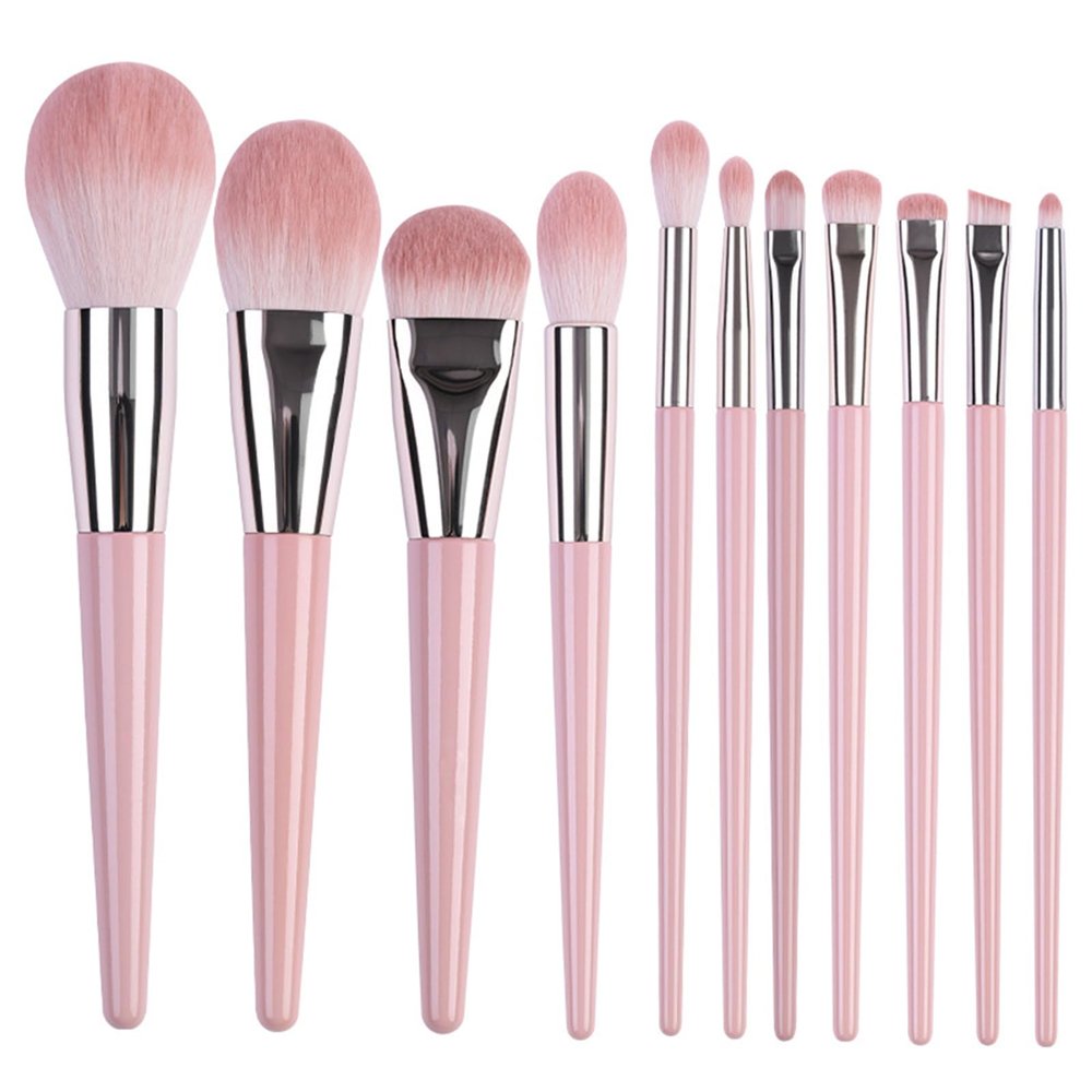 11Pcs Pink Makeup Brushes Concealer Brush Premium Synthetic Eye Face Brush Set for Eyeshadow, Eyebrow, Eyeliner, Blending (Cherry Pink)