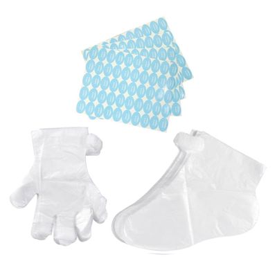 Angoily 200pcs Disposable Foot Covers and Gloves Pe Foot Care Socks Stickers Oil-resistant and Breathable for Home Use and Salon Treatments