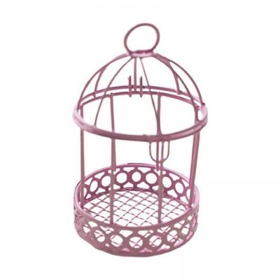 2xBird Cage Makeup Organizer Dresser Organizer for Party Home Decoration Pink
