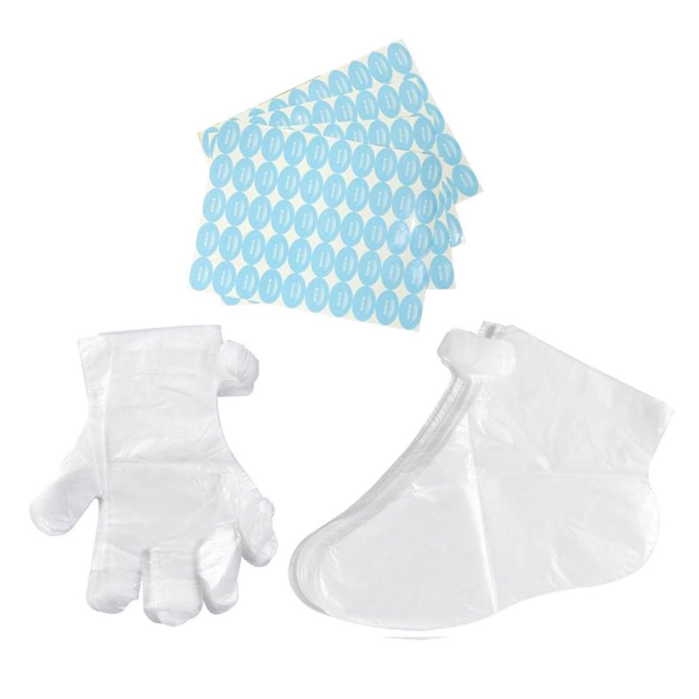 ARTIBETTER 200pcs Foot Gloves Pe Material for Spa and Footcare Portable Sock Gloves with Stickers Safe for Home and