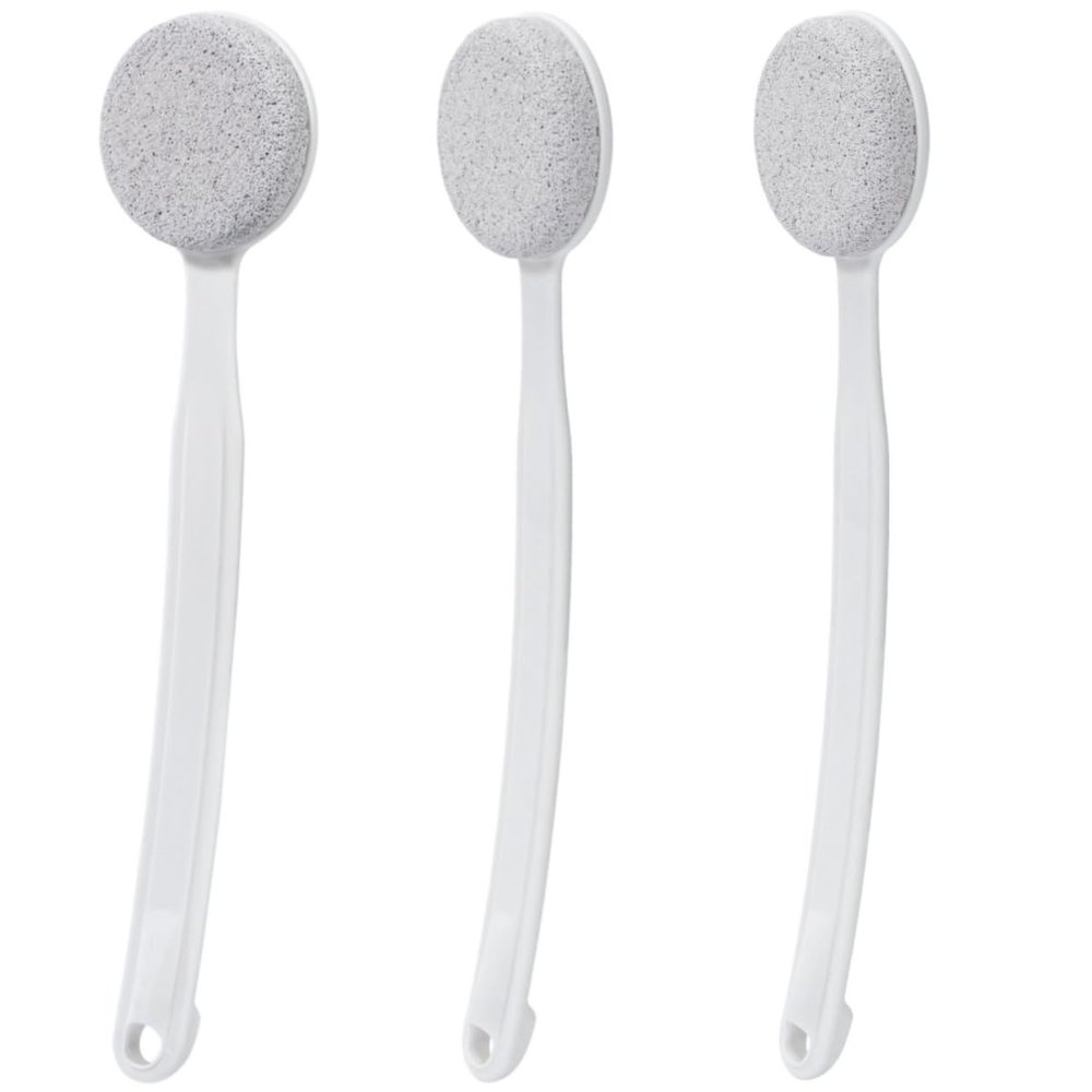 Beomeen Pumice Stone for Feet with Long Handle 13.7", 3 Pack Hard Skin Callus Remover, Scrubber and Exfoliator for Dead Dry Skin, Softer & Smoother Feet, Pedicure Tool (Curved)