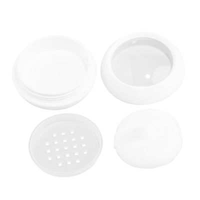 NinthAvenue Basics 1 Set Box Loose Powder Box Loose Container Makeup Loose Holder Portable Puff Holder Clear Jars Sample Empty Container Makeup Puff Body Powder Sub Containers Powder Case Abs White