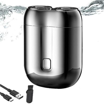 2025 New Model Mini Dual-Head Electric Shaver,Mini Dual-Head Portable Electric Shaver USB Rechargeable Waterproof Shaver,for Home Car Travel(Silver)