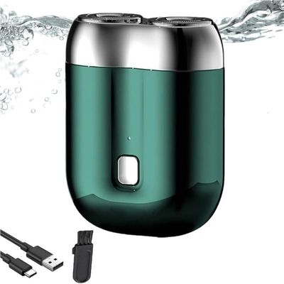 2025 New Model Mini Dual-Head Electric Shaver,Mini Dual-Head Portable Electric Shaver USB Rechargeable Waterproof Shaver,for Home Car Travel(Green)