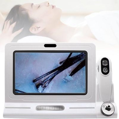 DJCDDM Skin Diagnosis Hair Analyzer Machine, 11inch Skin Scalp Detector, Multifunctional Scalp Detector Machine with 50X/200X Skin Magnifier