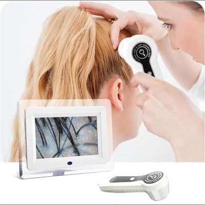 DJCDDM Skin Hair Analyser, Scalp Follicle Detector with 7 Inch HD LCD Screen, 50X/200X Magnifying Lens and Support Freeze-Frame Pictures