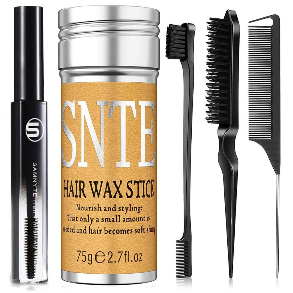 Samnyte Hair Wax Stick 5pcs Set, Flyaway Hair Tamer, Edge Control, Smoothing Women's Frizzy Curls, Hair Wax Stick for Kids.