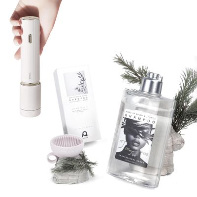 Aprilous Electric Makeup Brush Cleaner Bundle with Tea Tree Oil Cleaner 6.76 fl.oz & Silicone Mat