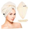 Didiseaon 2pcs Coral Fleece Hair Drying Turbans Super Absorbent Quick Dry Hair Towel Wraps Lightweight Shower Caps Button Design view 3