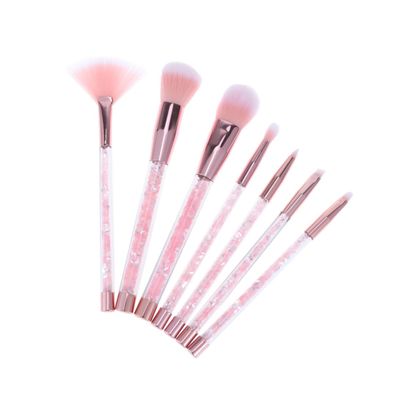 SKISUNO 7pcs Quicksand Handle Makeup Brush Sequins Soft Fiber Cosmetics Brushes for Daily and Includes Bag for Easy Storage