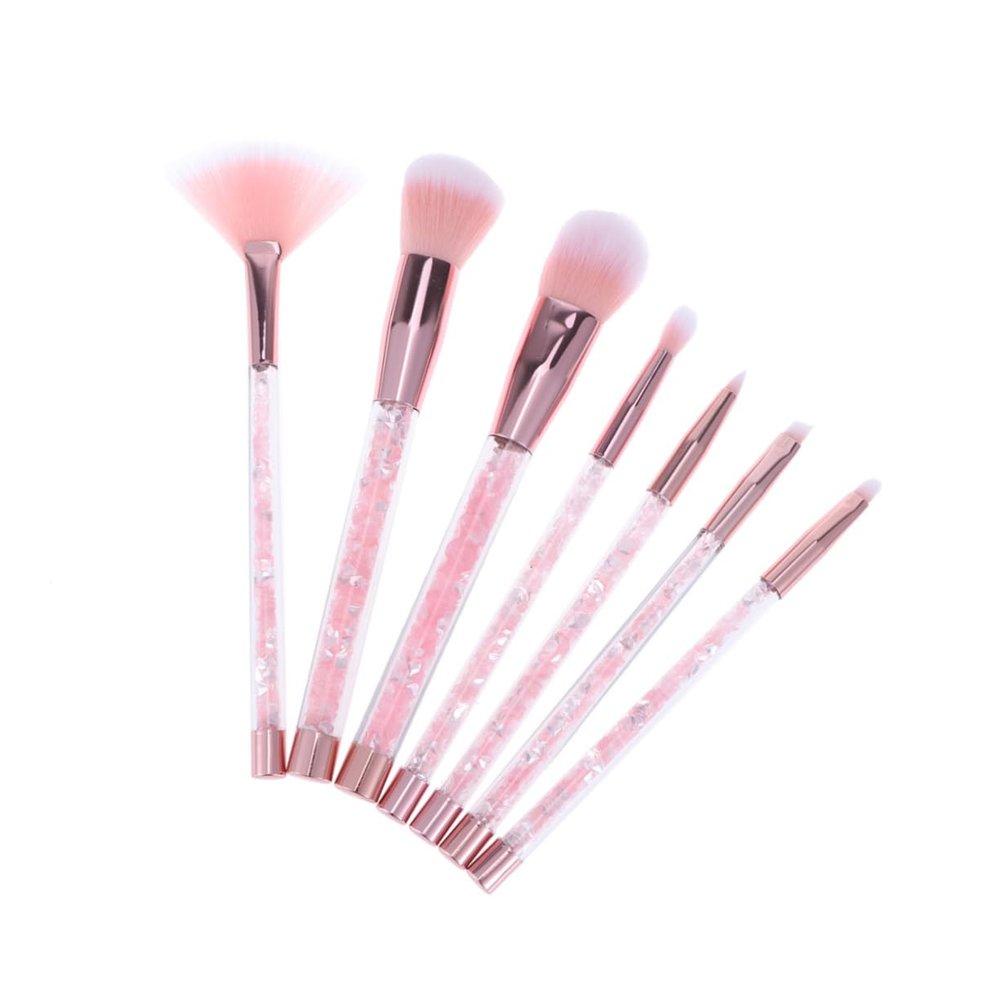 SKISUNO 7pcs Quicksand Handle Makeup Brush Sequins Soft Fiber Cosmetics Brushes for Daily and Includes Bag for Easy Storage