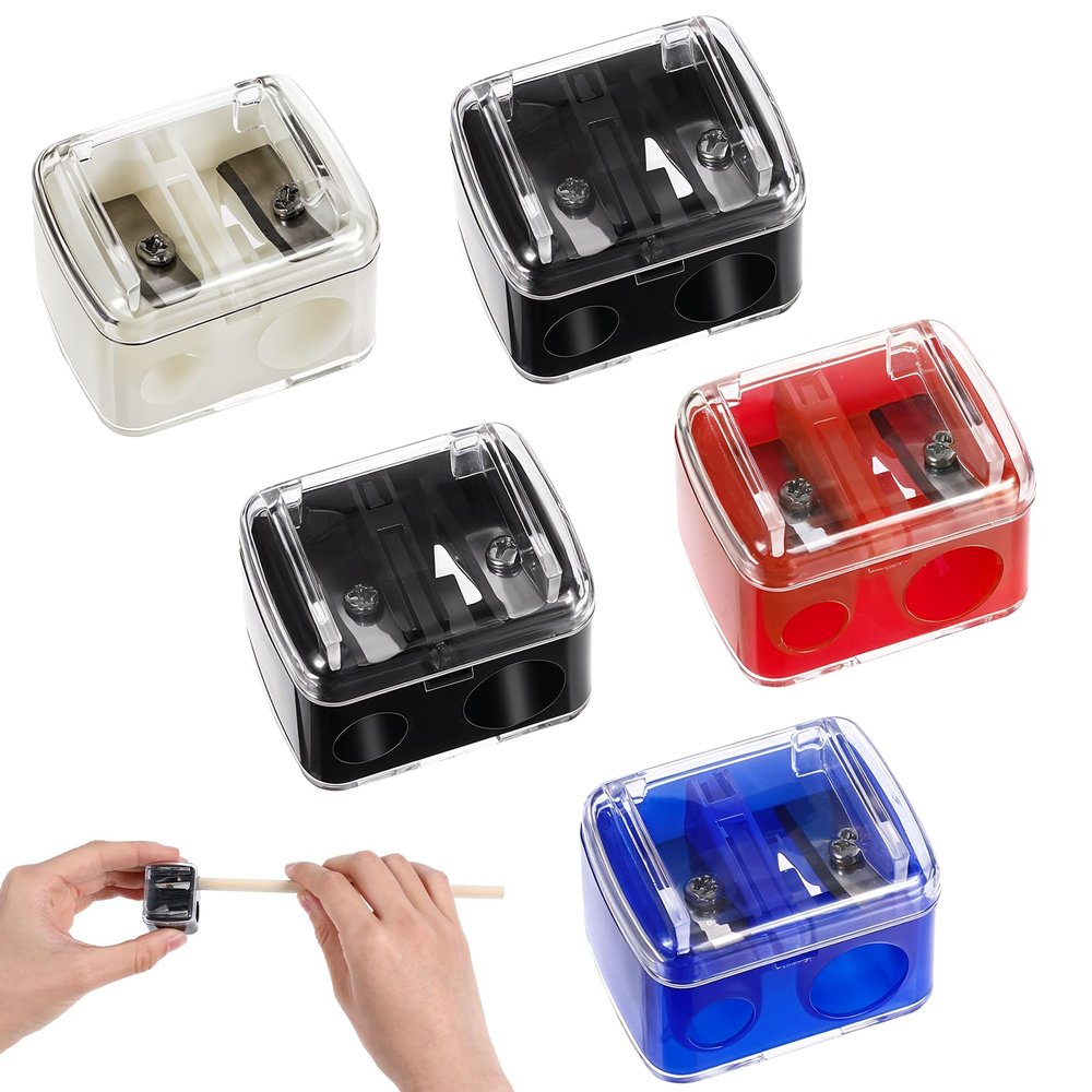 Gjinxi 5-Pack Dual Hole Eye Liner & Lipliner Pencil Sharpener, Manual, Steel, Makeup Sharpeners