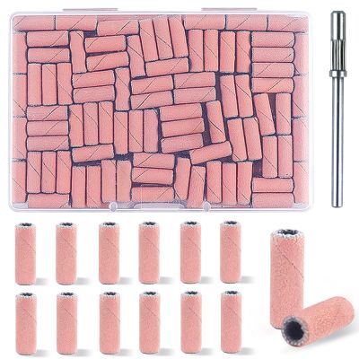 100 Pcs (240 Grit Pink) Mini Sanding Bands for Nail with 3.1MM Mandrel Nail Drill Bits,Small Sanding Band Nail Extreme Fine Grit Sanding Band,Applicable to Acrylic Nails Gel Manicure