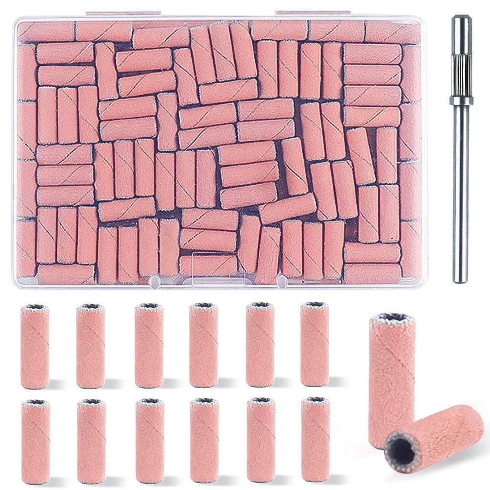 100 Pcs (240 Grit Pink) Mini Sanding Bands for Nail with 3.1MM Mandrel Nail Drill Bits,Small Sanding Band Nail Extreme Fine Grit Sanding Band,Applicable to Acrylic Nails Gel Manicure