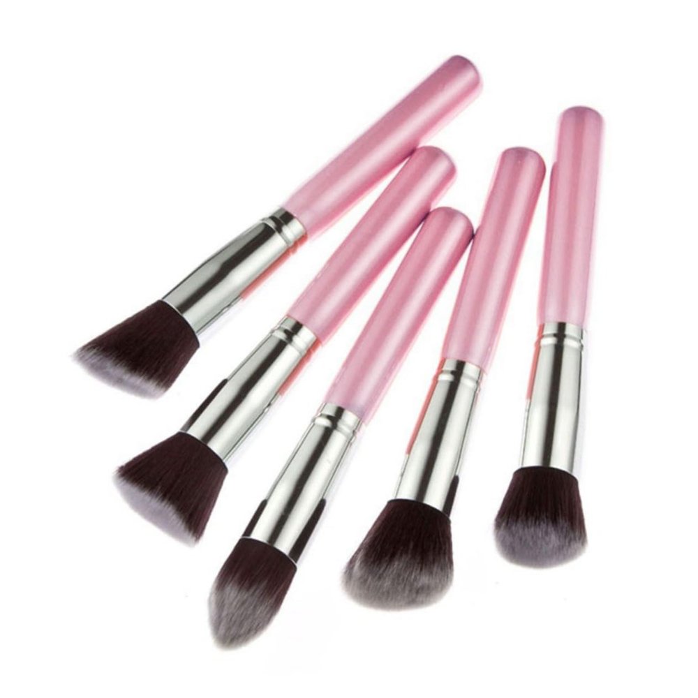 TOGEVAL 10pcs Pink Makeup Brush Set Portable Cosmetic Tools for Daily Use Synthetic Hair Brushes for Professionals Diy Users
