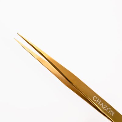 CHAZON TWEEZERS GOLD- Titanium Precision Point Tweezers for Eyebrows, Facial Hair and Ingrown Hair, Viral Tweezers