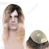 12inch Long Full PU Base Human Hair Toupee for Men 10x8inch Thin Skin Men's Hairpiece Replacement System for Men (#1bTgrey color,100% human hair) view 1