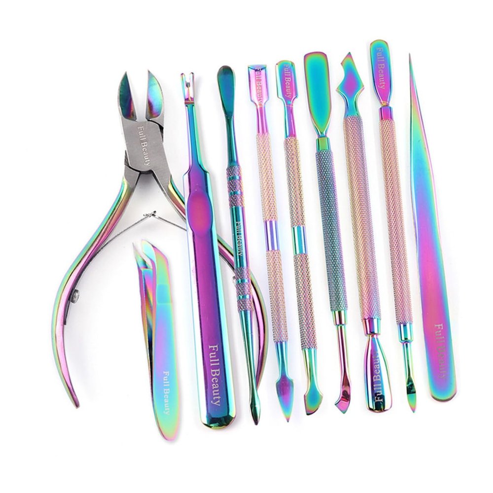 ADOCARN Durable Nail Cuticle Pusher Nail Art Tool Stainless Steel Electroplated for Fast Comfortable Cuticle Removal Salon Home Use