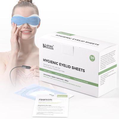 Aroma Season 100% Natural Cotton Hygienic Eyelid Sheets, Perfect for Use with Aroma Season Heated Eye Mask, Warm Eye Compress, Individually Wrapped Untreated Sheets 50 Count Box