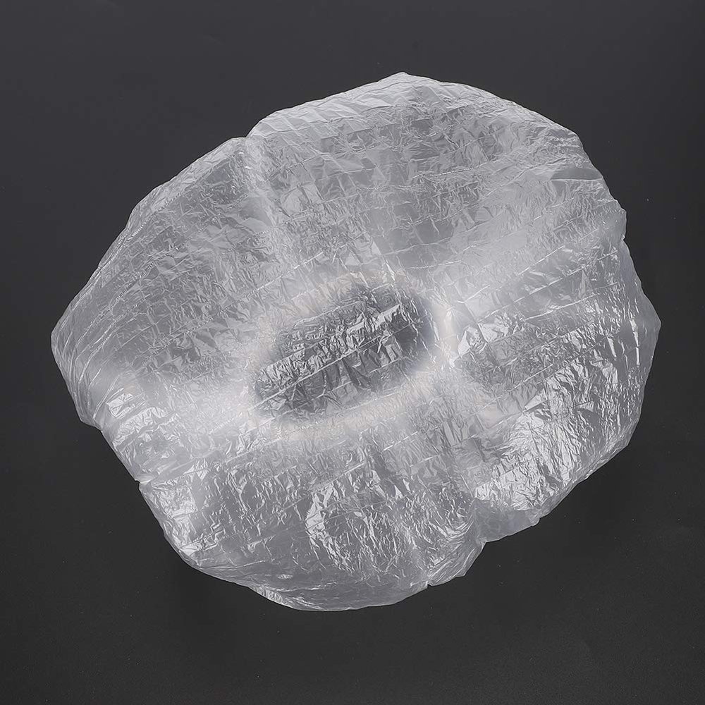 100Pcs Transparent Disposable Shower Hair Cover for Small Head Bathroom Products Disposable Bathing Hat Elastic Shower Bathing Hair Shower Hat