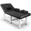 Black Massage Bed, Stationary Adjustable Massage Table Spa Bed with Backrest for Physical Therapy Table Facial Bed, Metal Frame PU Leather, 31.5'' W  75'' L, Memory Foam Salon Bed view 1
