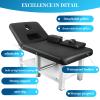 Black Massage Bed, Stationary Adjustable Massage Table Spa Bed with Backrest for Physical Therapy Table Facial Bed, Metal Frame PU Leather, 31.5'' W  75'' L, Memory Foam Salon Bed view 2