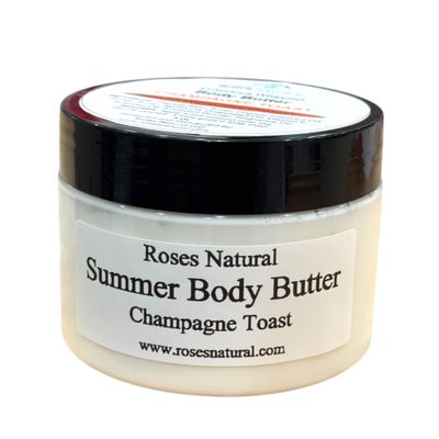 Champagne Toast Summer Whipped Body Butter with Shea Butter, Grapeseed Oil, Vitamin E, Triple Moisture Blend, 4oz, Non-Greasy, Made in the USA